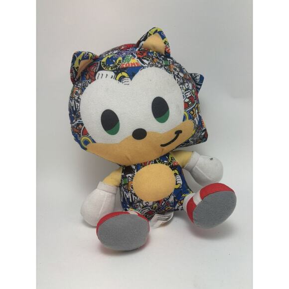 Sonic Sticker Bomb Plush 10" Green eyes Official License Sega NWT Graffiti print - Picture 1 of 4